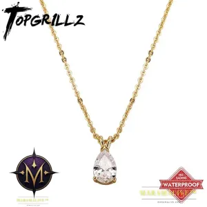 New Waterproof Color Retention Drop Pendant with Pearl Tail Women's Necklace Simple and Elegant Wedding Jewelry