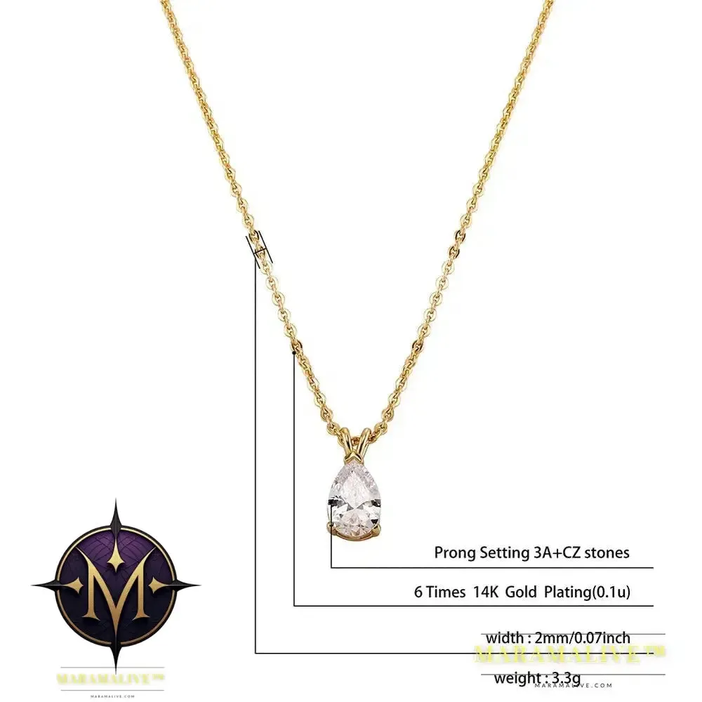 New Waterproof Color Retention Drop Pendant with Pearl Tail Women's Necklace Simple and Elegant Wedding Jewelry