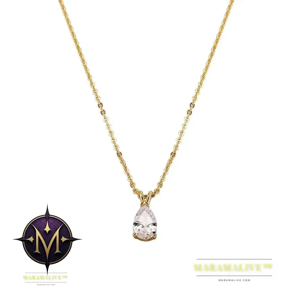 New Waterproof Color Retention Drop Pendant with Pearl Tail Women's Necklace Simple and Elegant Wedding Jewelry