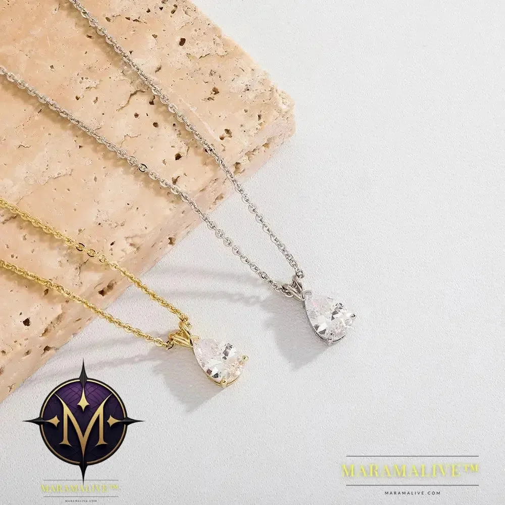 New Waterproof Color Retention Drop Pendant with Pearl Tail Women's Necklace Simple and Elegant Wedding Jewelry