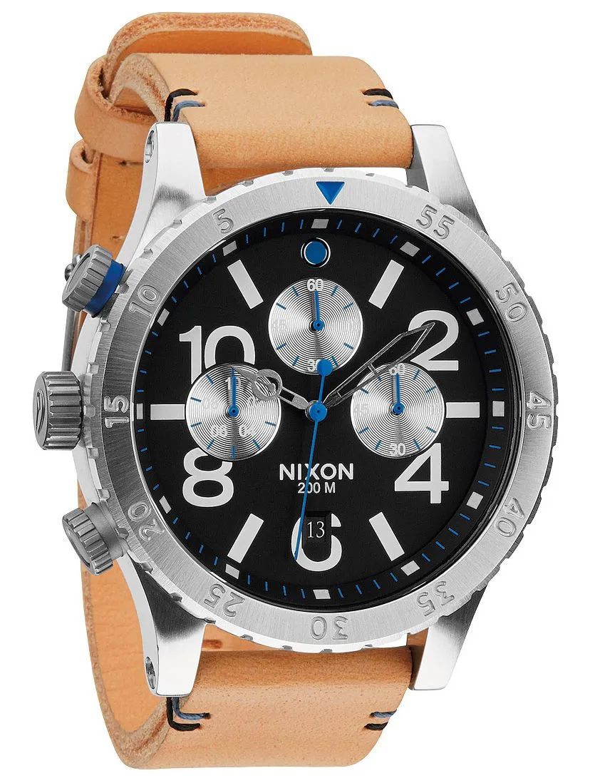 Nixon 48-20 Chronograph Black Dial Tan Leather Men's Watch Men's Watch A363-1602