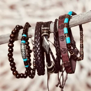 Nomad Spirit Leather Bracelet Set – Rustic Boho Charm