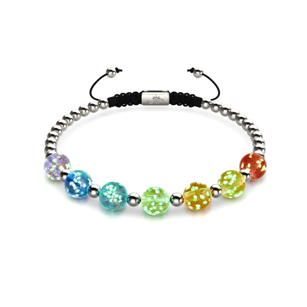 Over The Rainbow | Silver | Clear Firefly Glass Chakra Bracelet