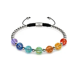 Over The Rainbow | Silver | Clear Firefly Glass Chakra Bracelet