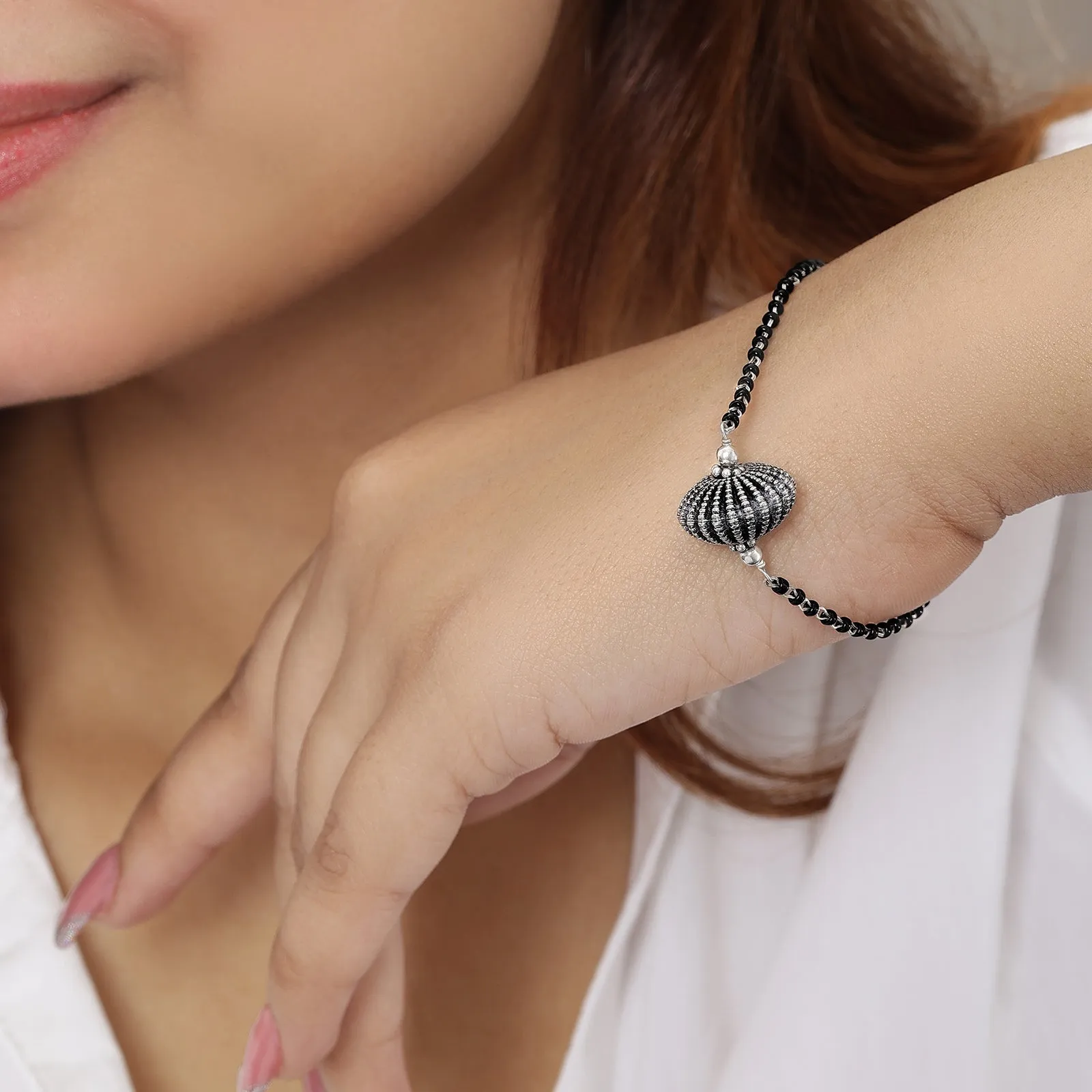 Oxidized Charm Bracelet for Women – 925 Sterling Silver Oxidized Finish