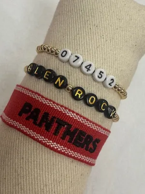 Panthers Embroidered Bracelet - Red/White