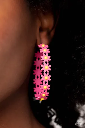 Paparazzi Daisy Disposition - Pink Hoop Earrings