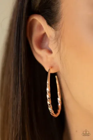 Paparazzi Twisted Edge - Rose Gold Earrings