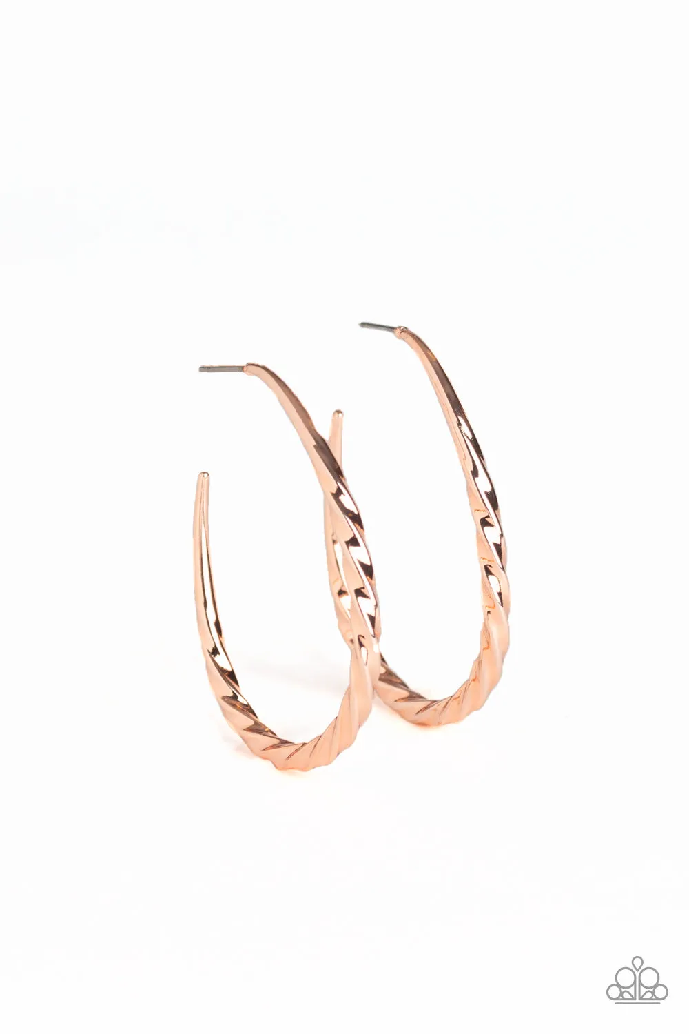 Paparazzi Twisted Edge - Rose Gold Earrings