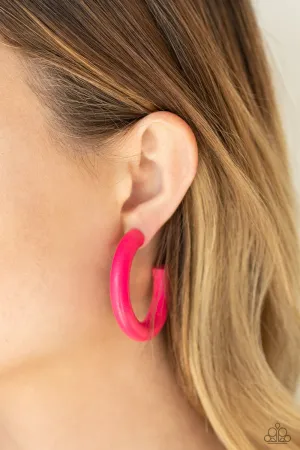 Paparazzi Woodsy Wonder - Pink Earrings