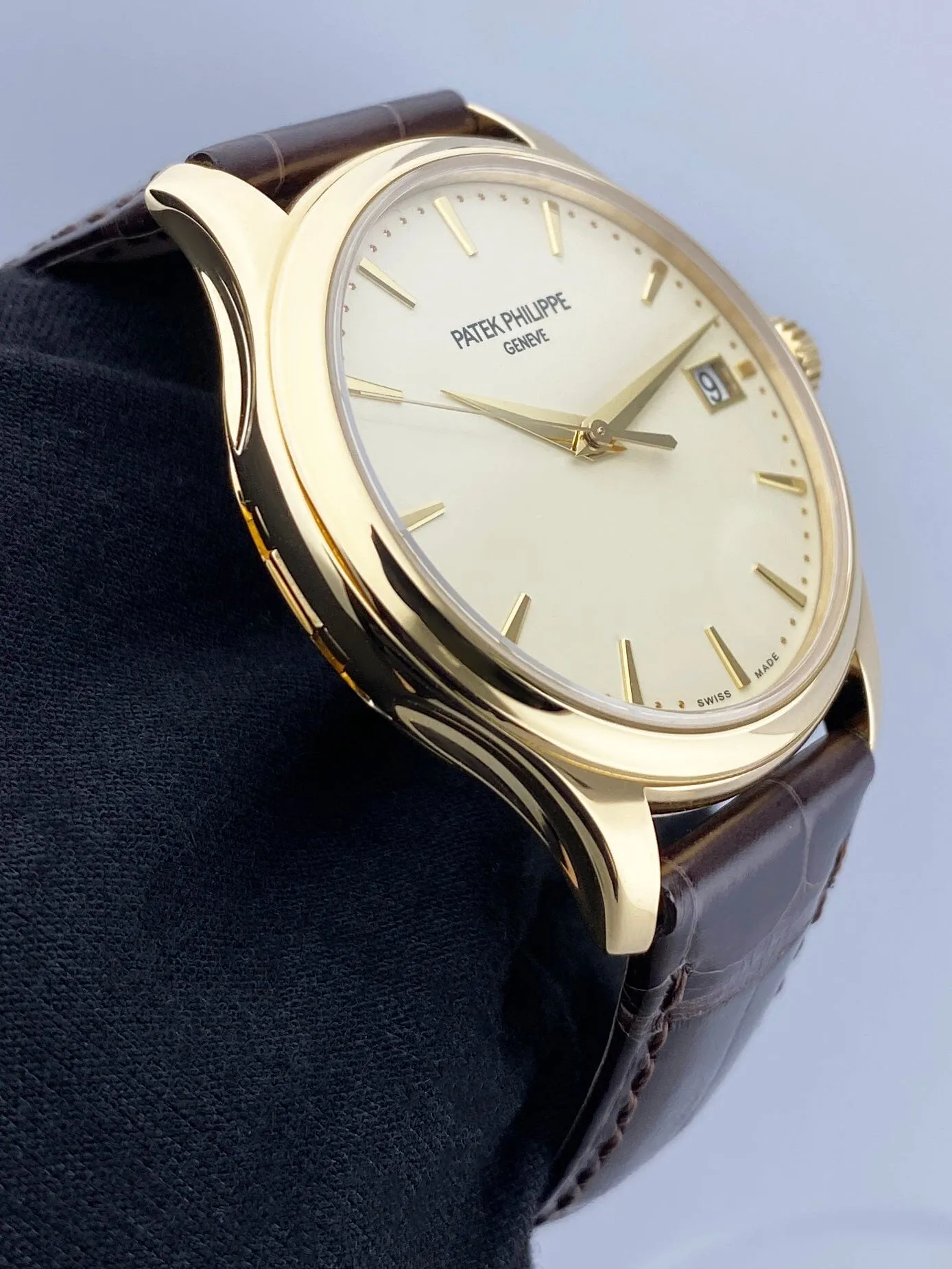 Patek Philippe Calatrava 5227J Ivory Dial 18K Yellow Gold Mens Watch Box Papers