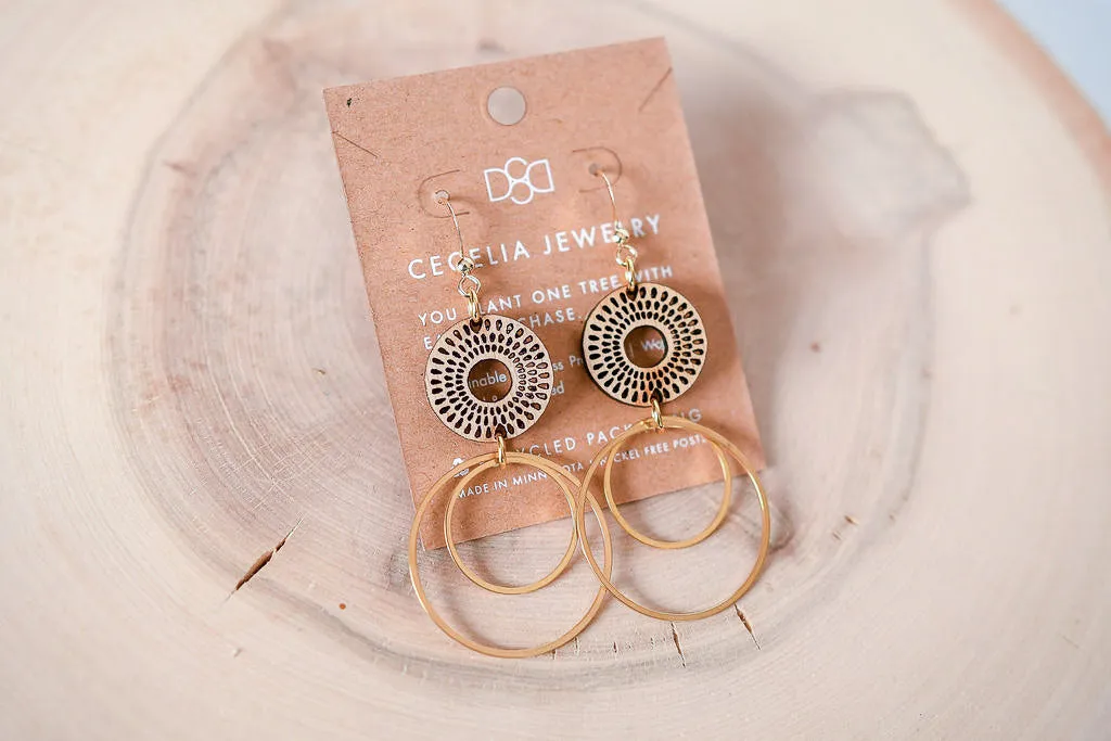Pathfinder Wood Double Hoop Earrings