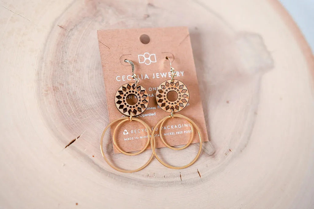Pathfinder Wood Double Hoop Earrings