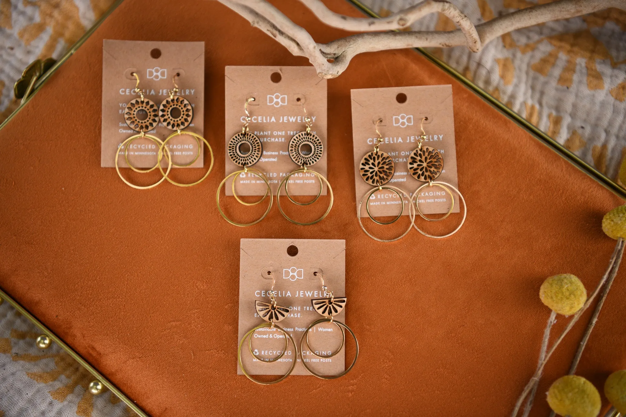 Pathfinder Wood Double Hoop Earrings