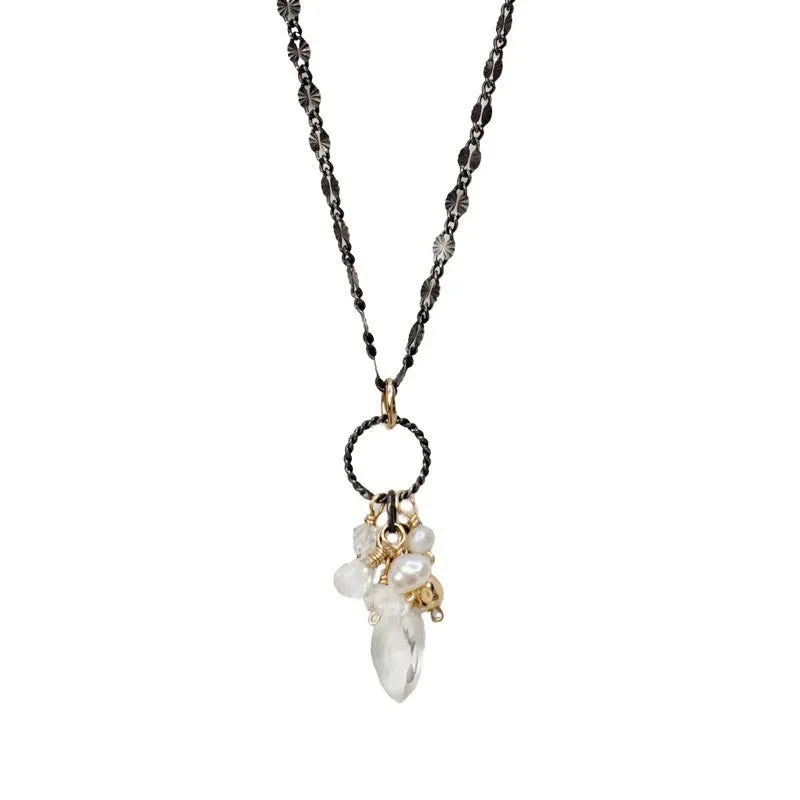 PEARL & QUARTZ CLUSTER NECKLACE