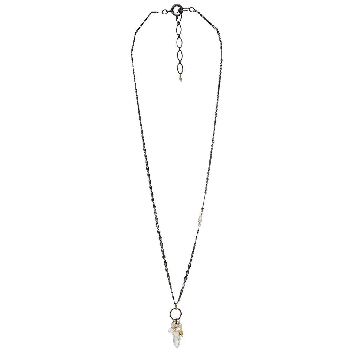 PEARL & QUARTZ CLUSTER NECKLACE