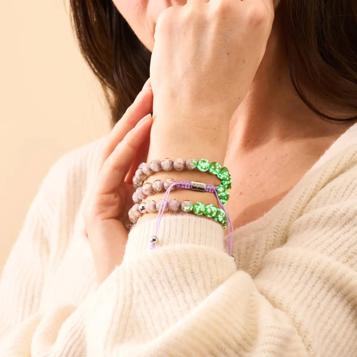 Periwinkle | Silver | Firefly Glass Macrame Bracelet