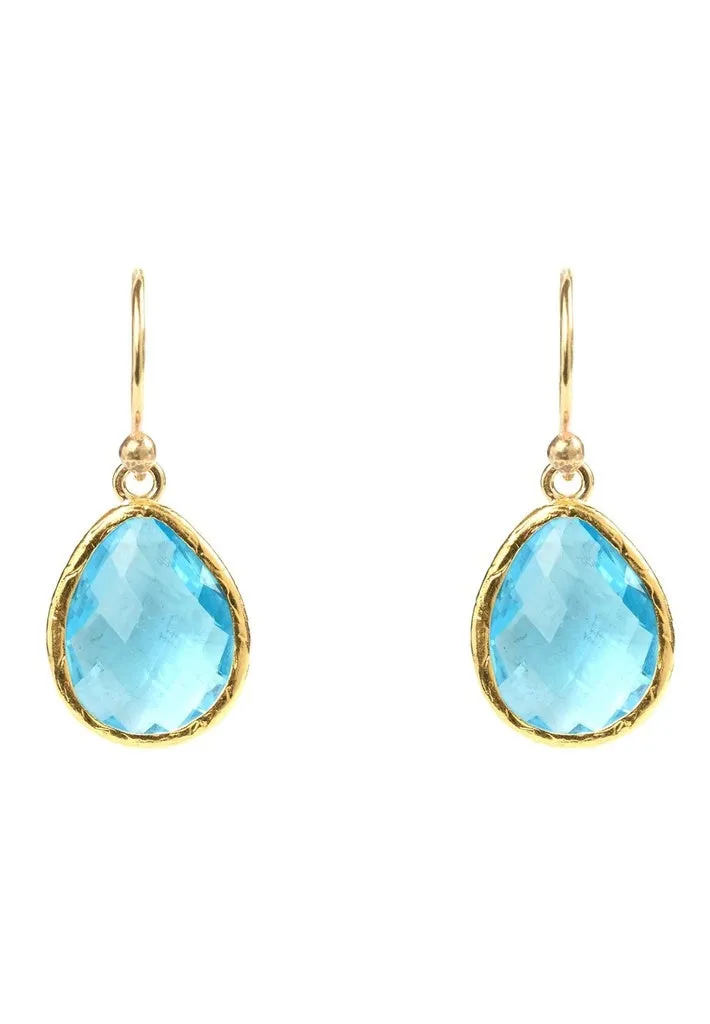 Petite Drop Earrings Blue Topaz Hydro Gold