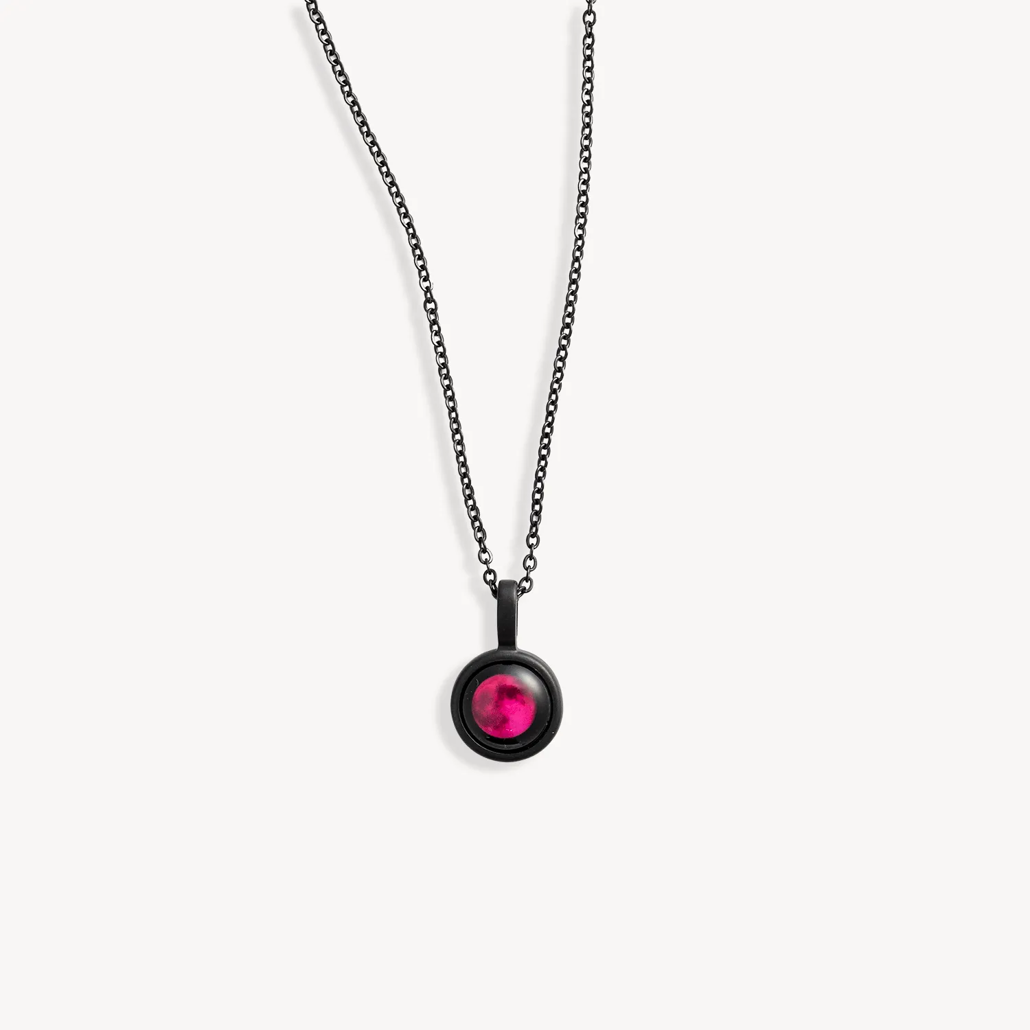 Pink Moon Sky Light Necklace in Black Matte