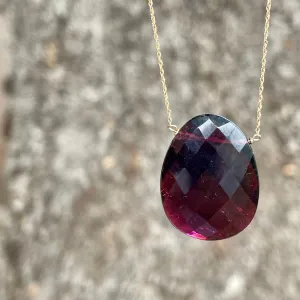 Pink Tourmaline Gemstone Slice Necklace