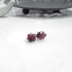 Post Earring Raw Gemstone Garnet Choose Your Metal