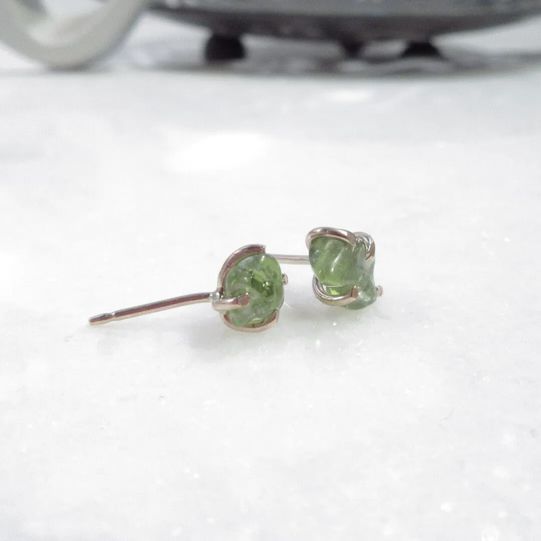 Post Earring Raw Gemstone Peridot Choose Your Metal