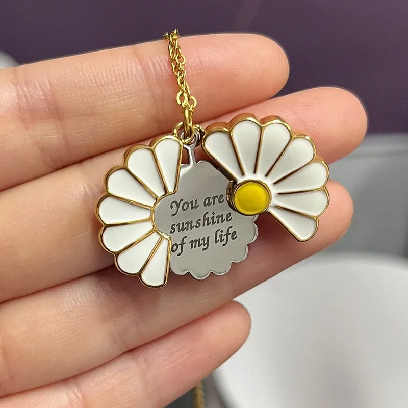 Premium Quality Secret Message Sunflower Design Necklace For Women