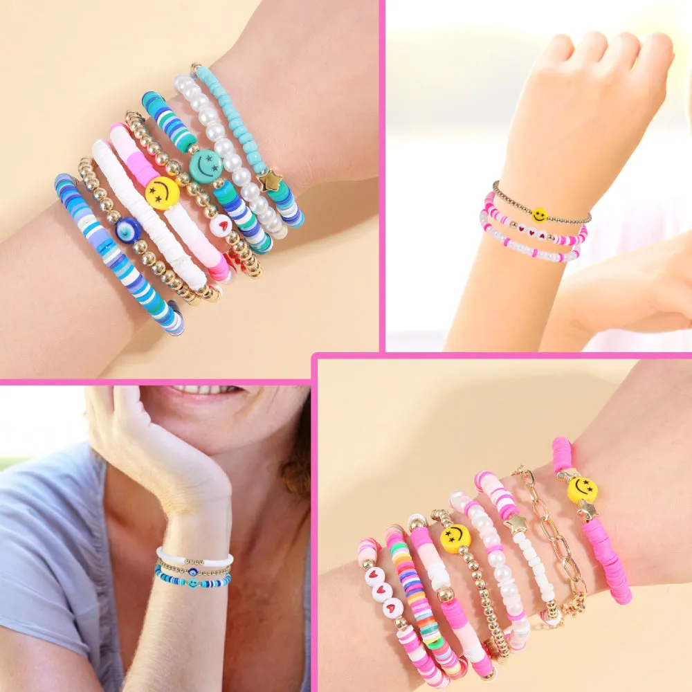 Preppy Bracelets Set Soft Clay Bohemian Layering Bracelets Jewelry for Her
