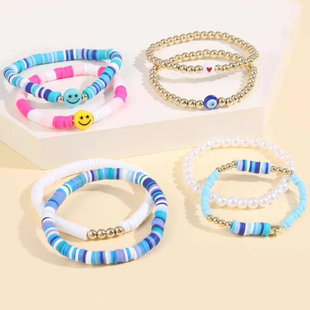 Preppy Bracelets Set Soft Clay Bohemian Layering Bracelets Jewelry for Her