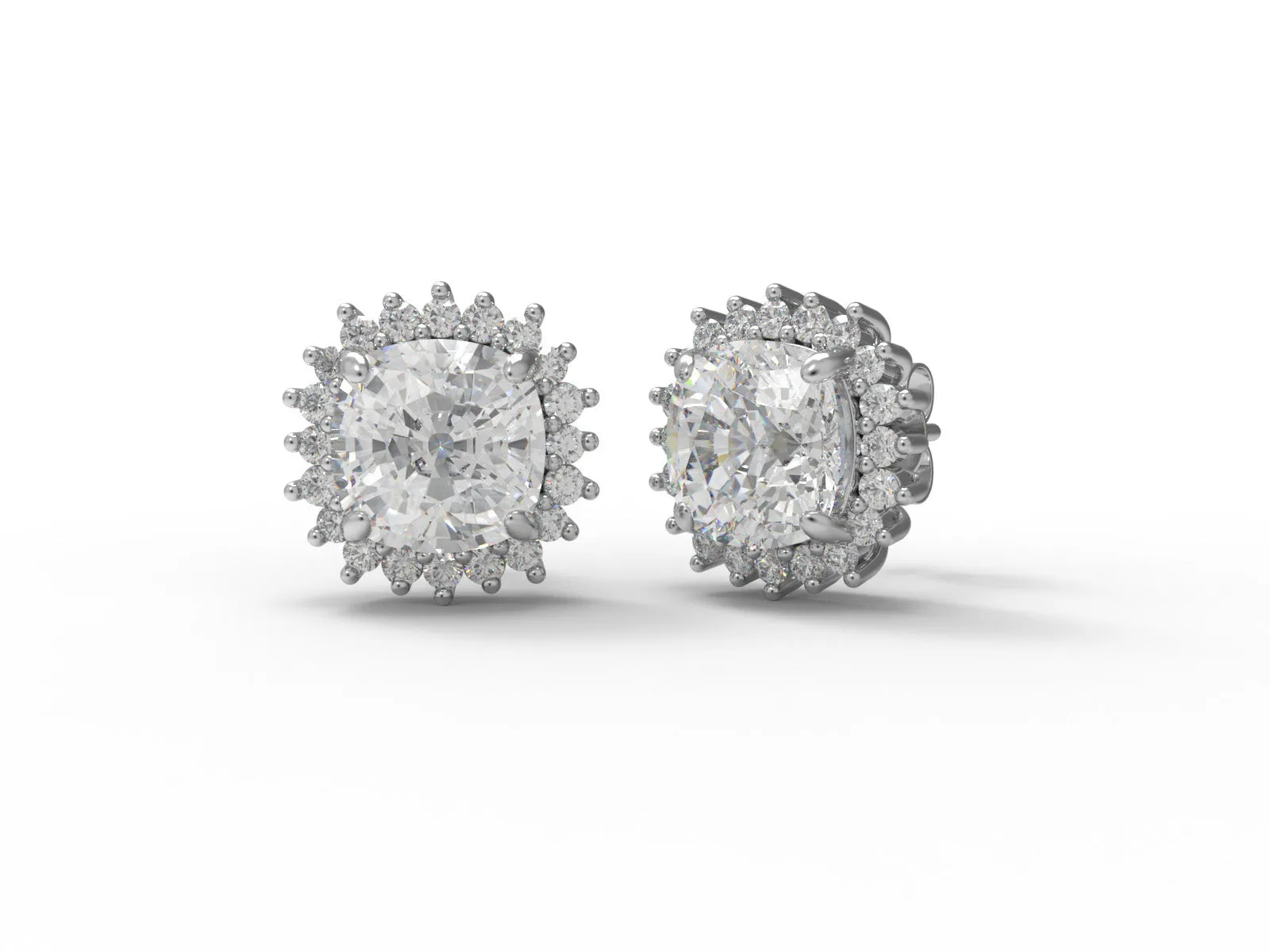 Princess Diana Cushion Moissanite 925 Sterling Silver Halo Women Stud Earrings
