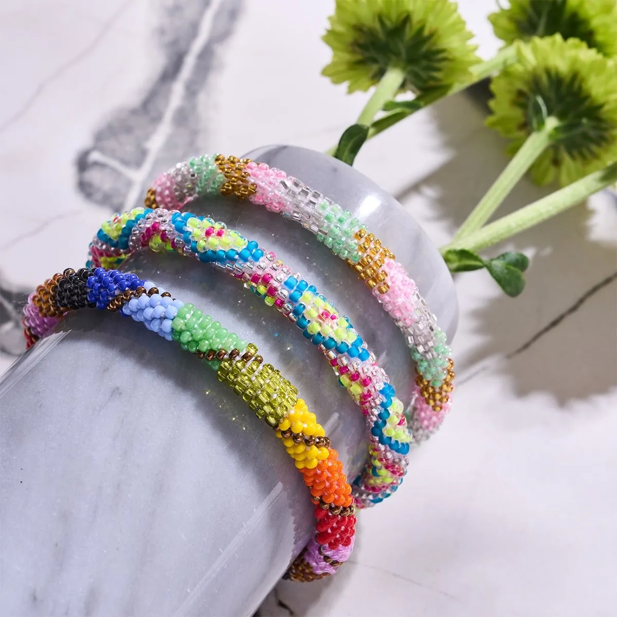 Psychedelic Neons | Himalayan Glass Bead Bracelet