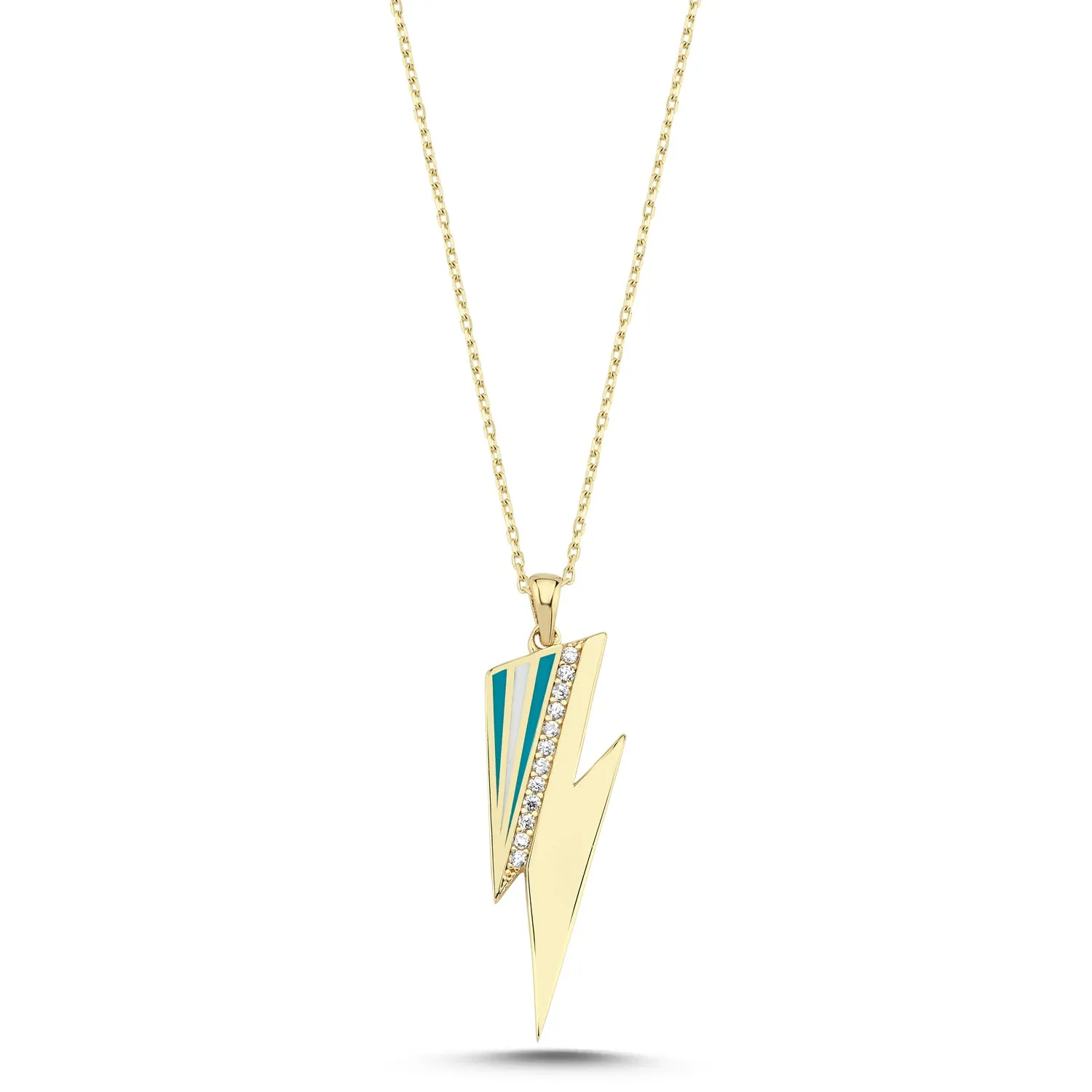 PURE GOLD LARGE LIGHTNING BOLT CHARM NECKLACE
