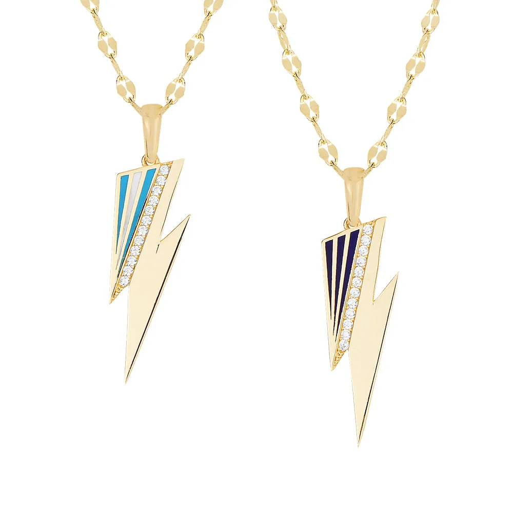 PURE GOLD LARGE LIGHTNING BOLT CHARM NECKLACE