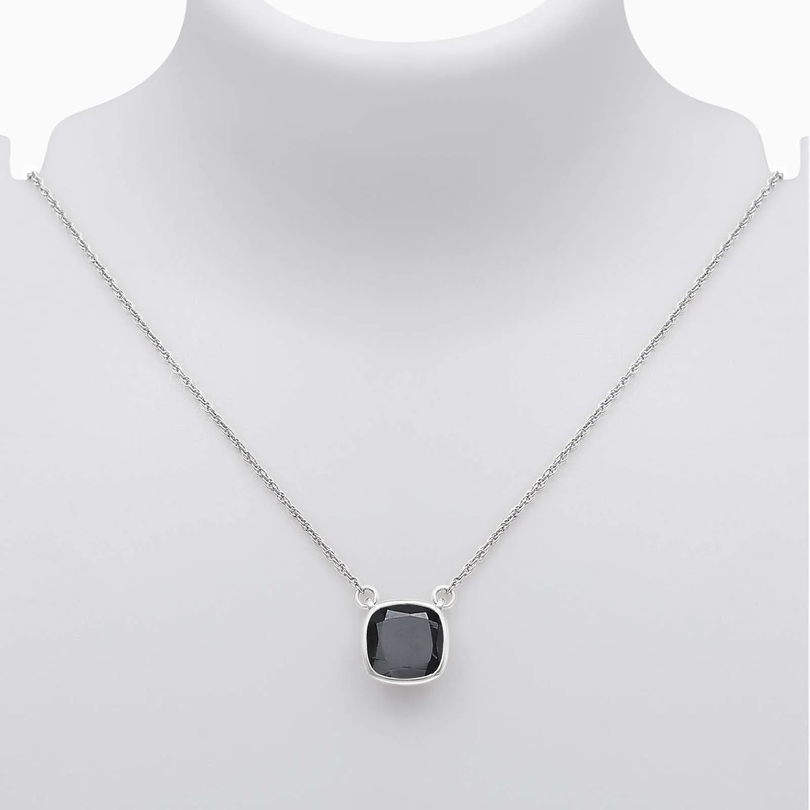 Pure Silver Necklace - Simple Black Onyx Chain