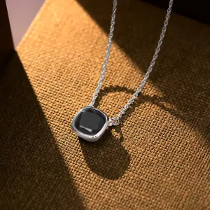 Pure Silver Necklace - Simple Black Onyx Chain