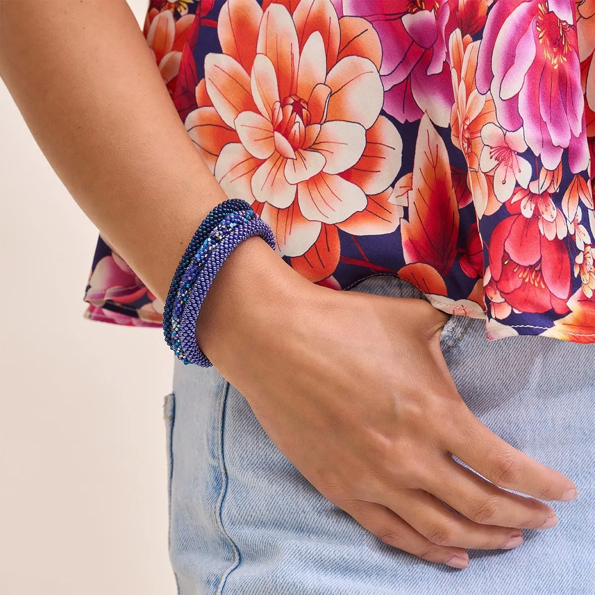 Purple Moon | Himalayan Glass Bead Bracelet