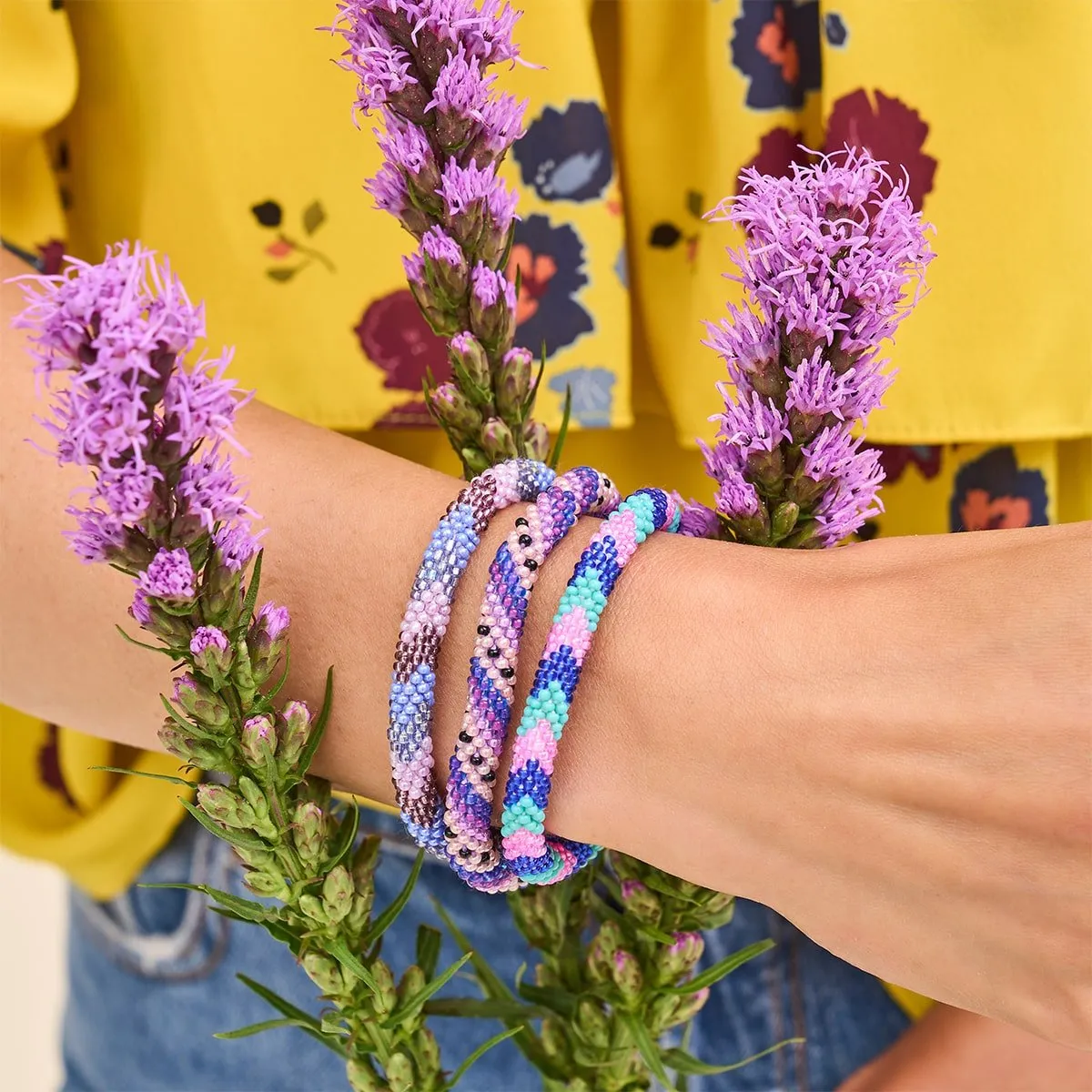 Purple Peony | Himalayan Glass Bead Bracelet