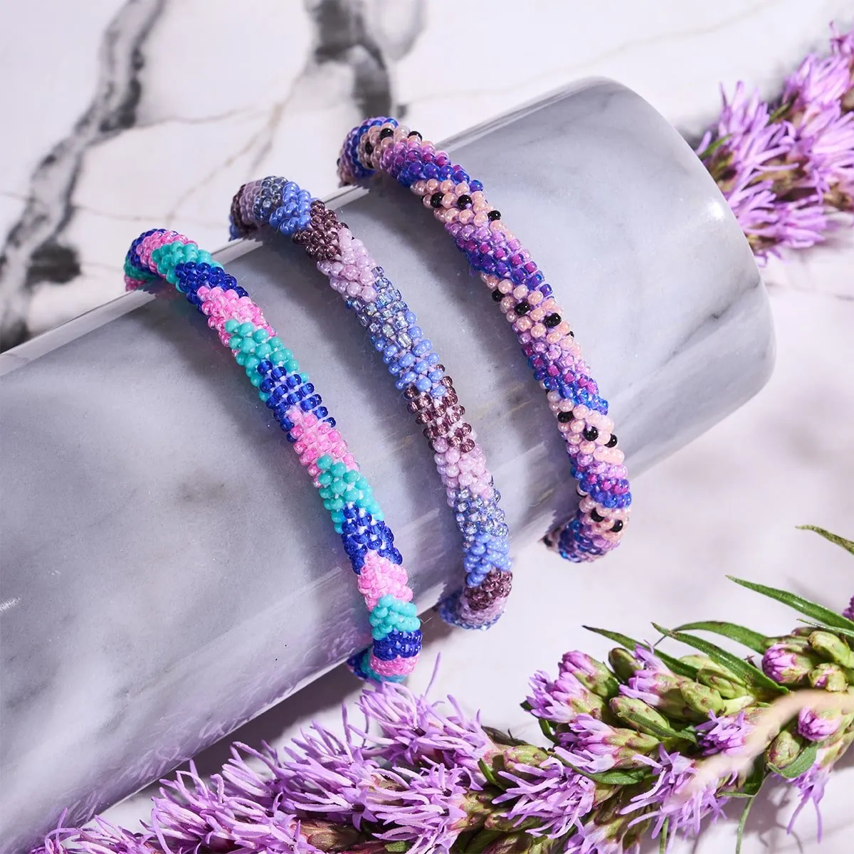 Purple Peony | Himalayan Glass Bead Bracelet