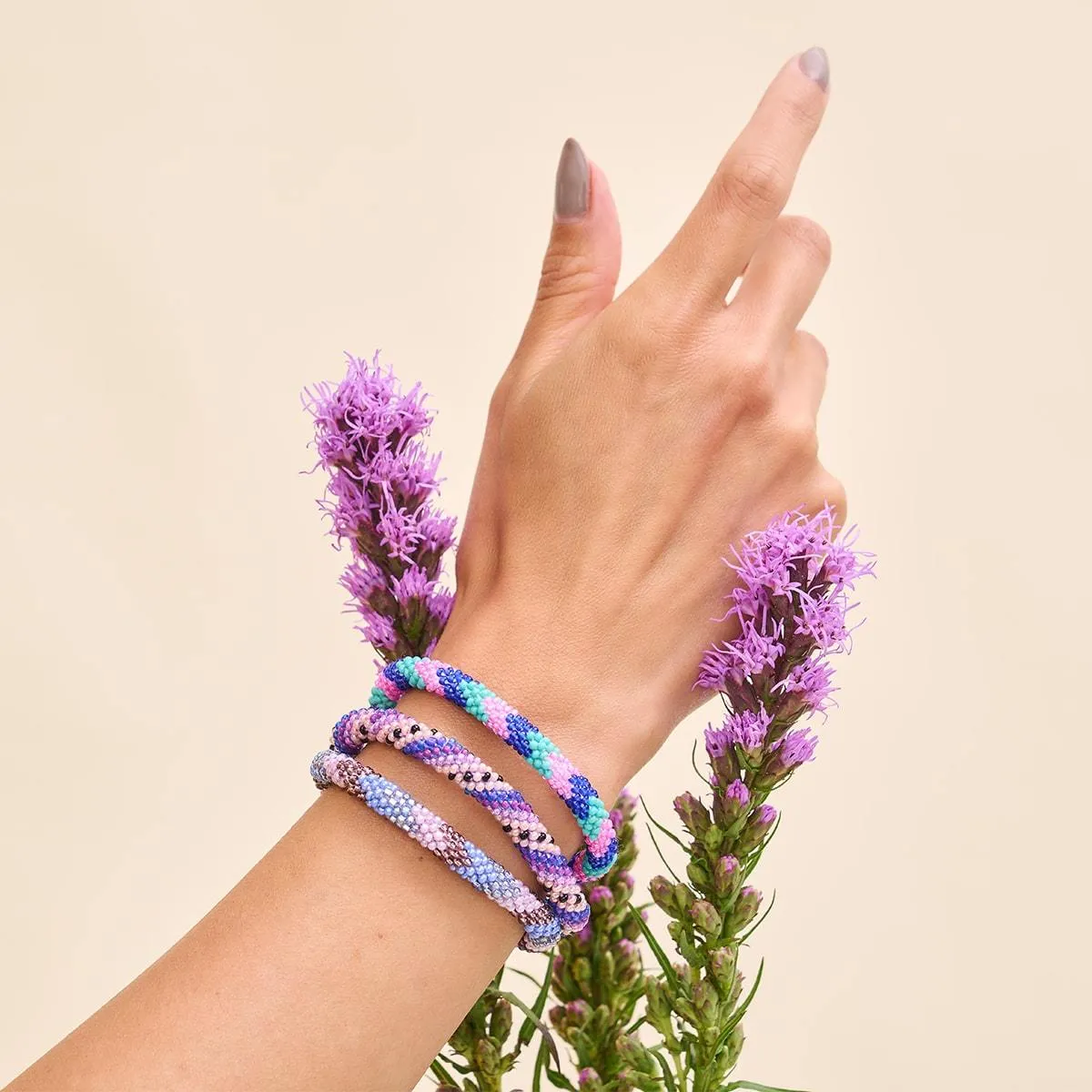 Purple Peony | Himalayan Glass Bead Bracelet