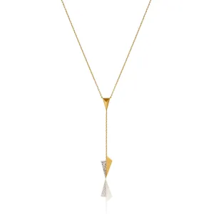 Pyramid motif and Pavéd Folded Plane Y-necklace