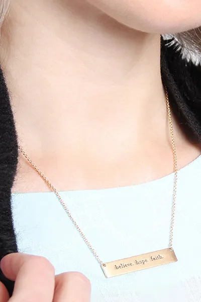 "Believe, Hope, Faith" Bar Necklace