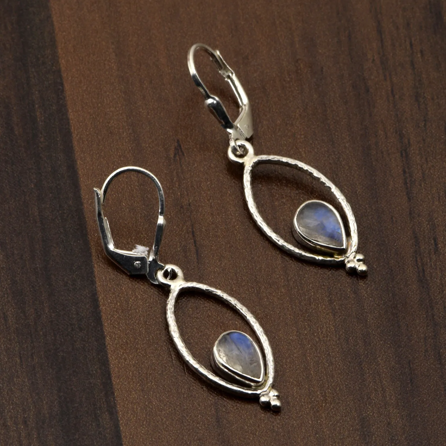Rainbow Moonstone Handmade Dangle Earrings