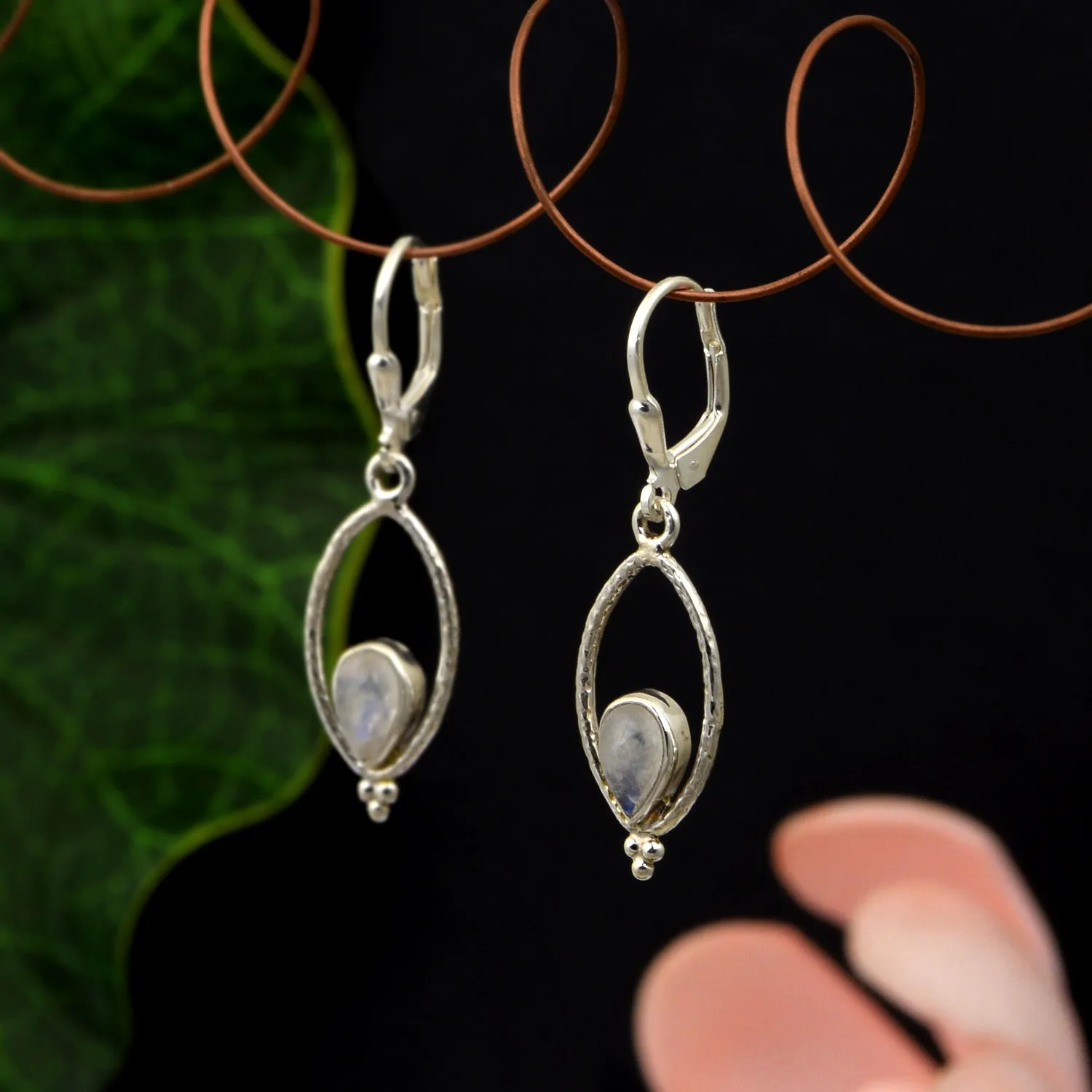 Rainbow Moonstone Handmade Dangle Earrings