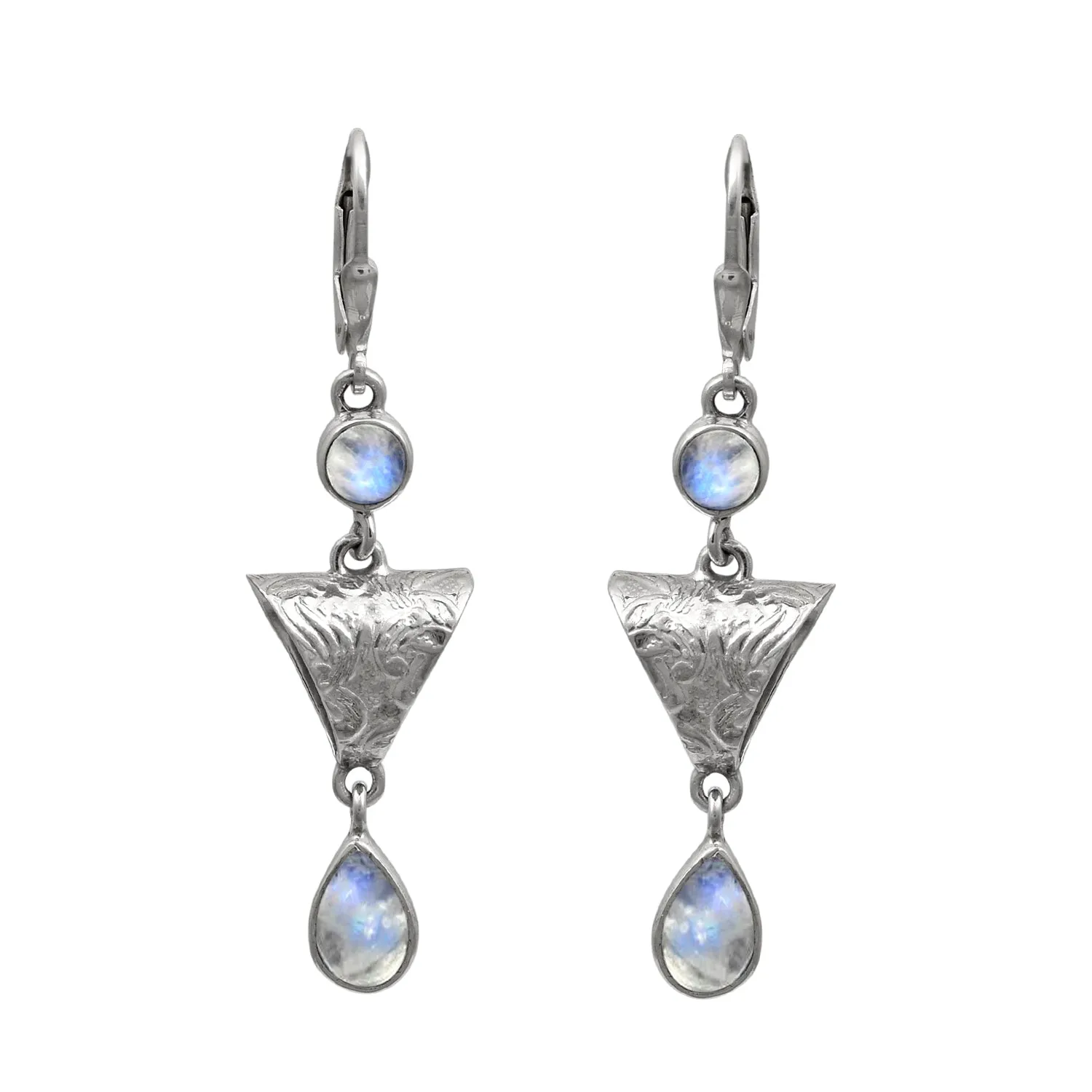Rainbow Moonstone Handmade Dangle Earrings
