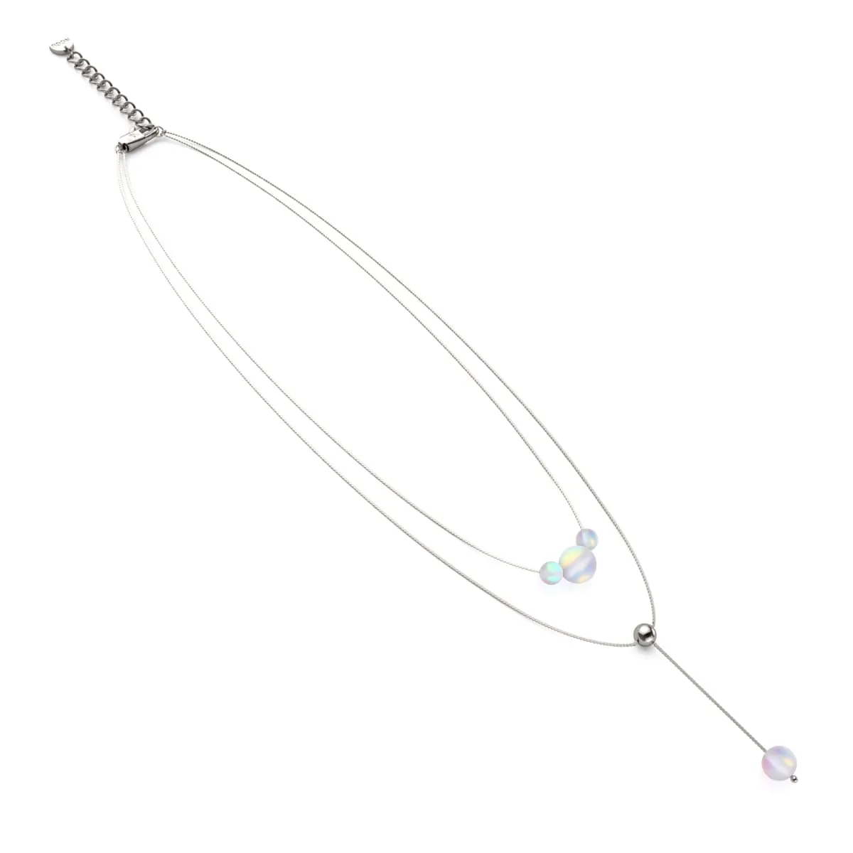 Rainbow White | Silver | Mermaid Glass Cascade Double Pendant