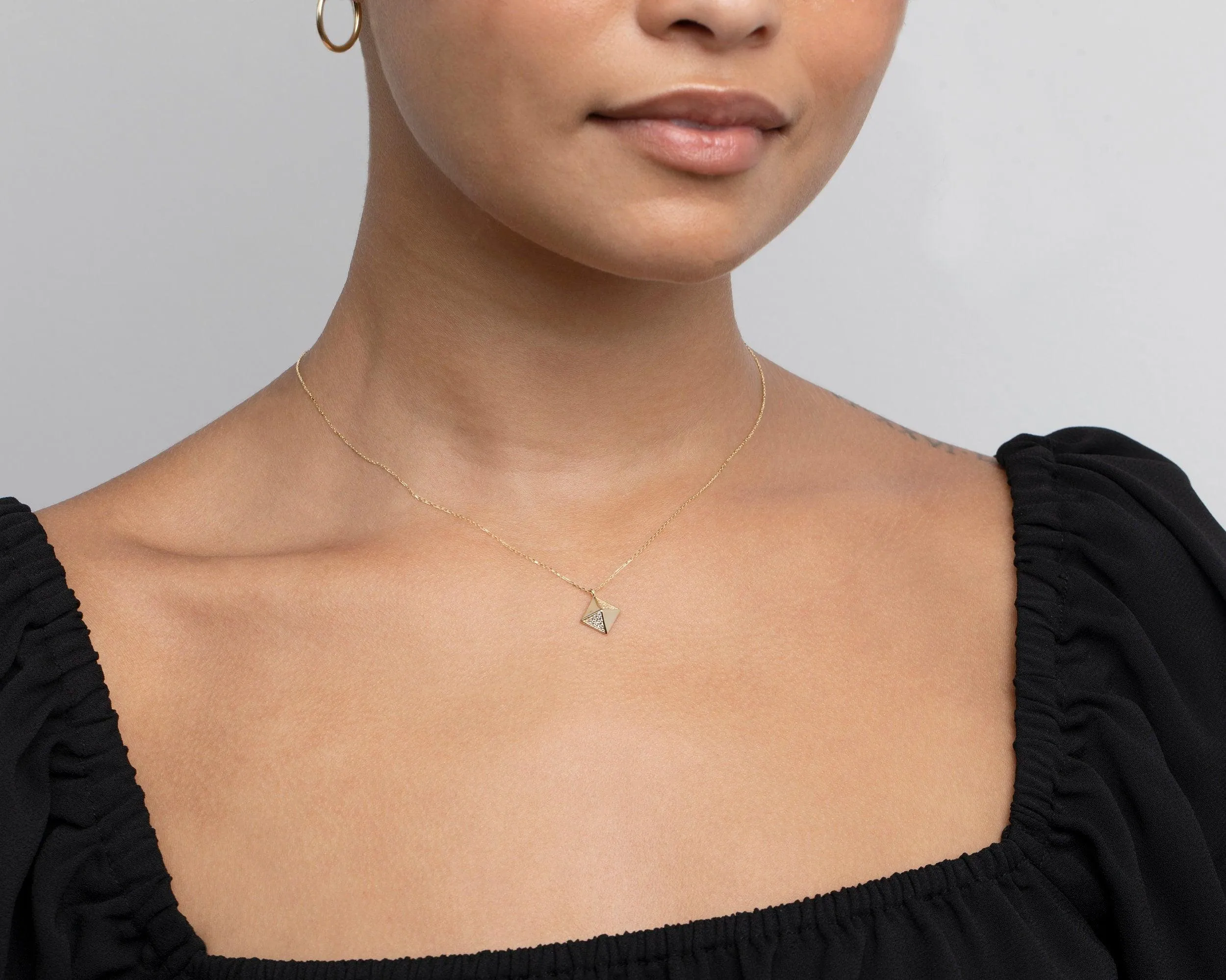 Rectangular Pyramid Necklace - 18K Gold Vermeil