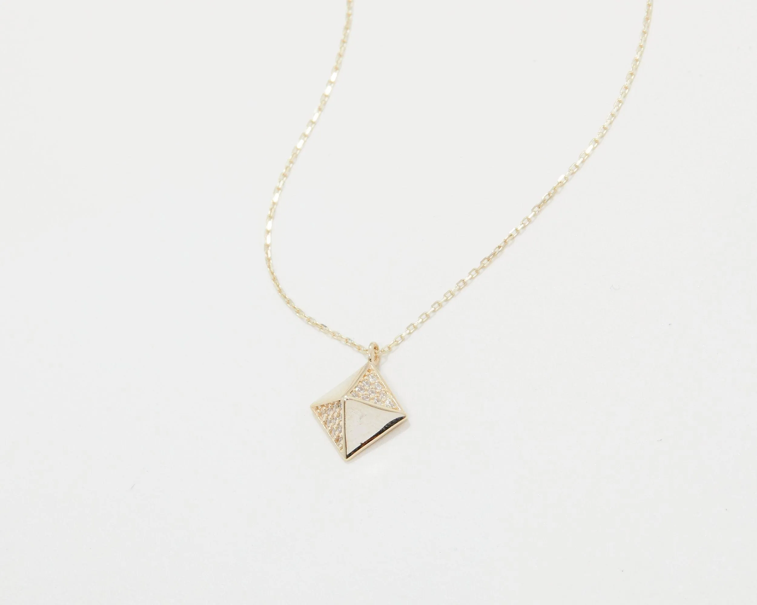 Rectangular Pyramid Necklace - 18K Gold Vermeil