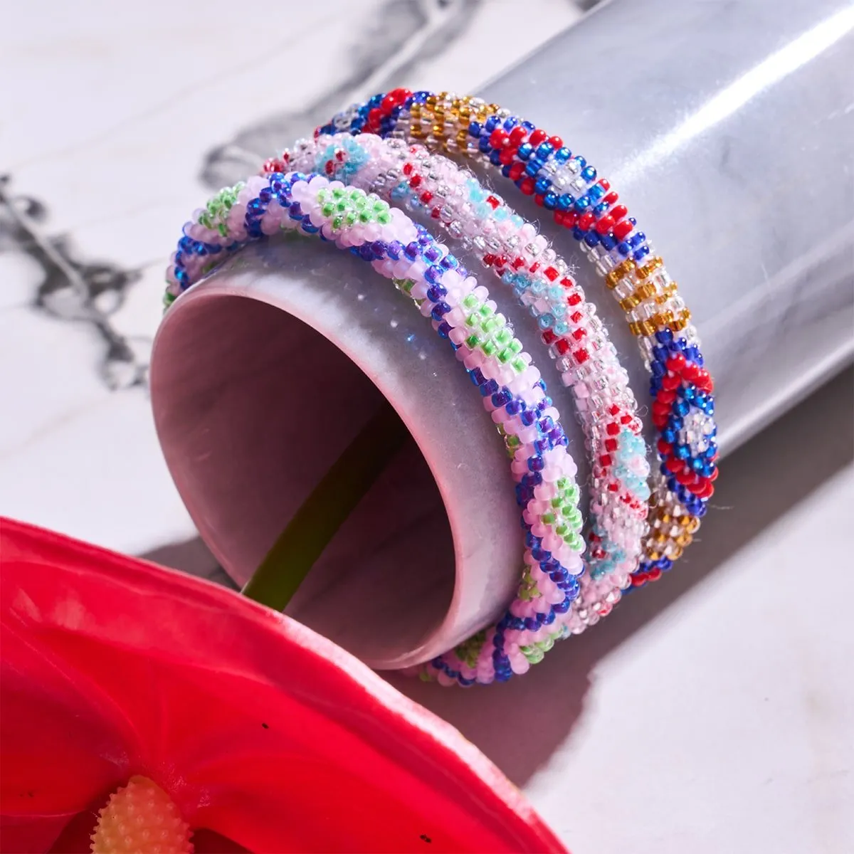 Red Sky | Himalayan Glass Bead Bracelet