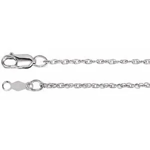 Rhodium-Plated Sterling Silver 1.25 mm Rope 24" Chain