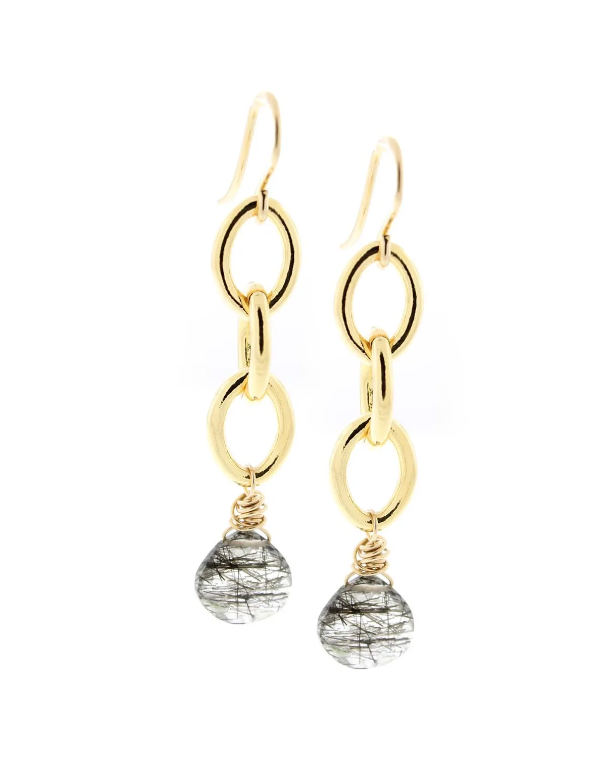 Rhys Heavy Link Cable Chain Earrings with Gemstone